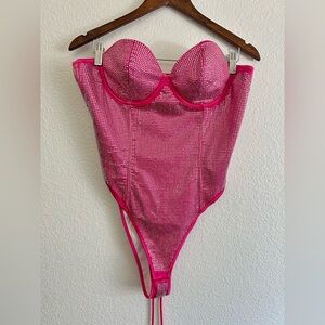 Fashion Nova Pink Rhinestone Bodysuit